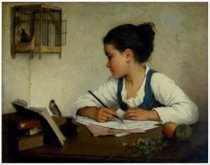 Browne,_Henriette_-_A_Girl_Writing;_The_Pet_Goldfinch_-_Google_Art_Project