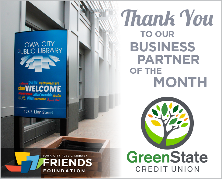 Thank you to GreenState Credit Union, ICPL's Business Partner of the Month. Your generosity fuels more library experiences every day for everyone!