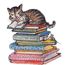 cat on books