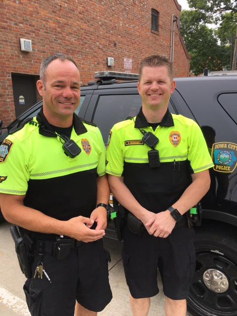 Iowa City Police Officers Colin Fowler, left, and David Schwindt. 