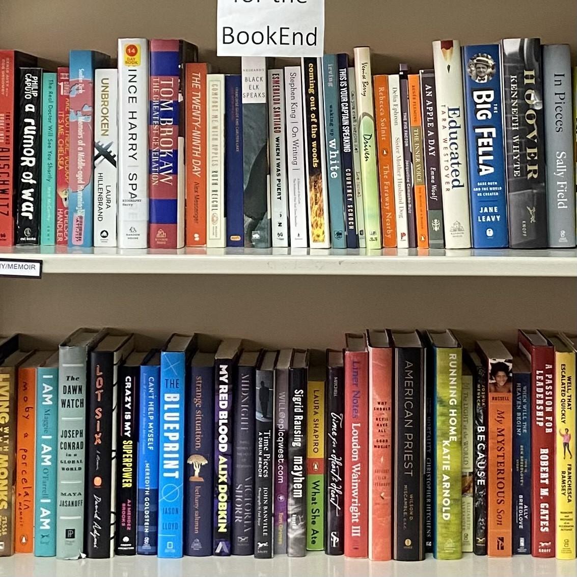 A picture of several different autobiographies, memoirs, and biographies.