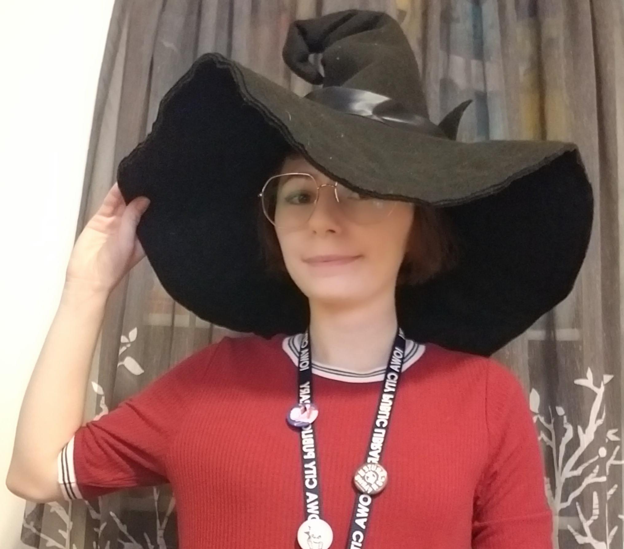 The author wearing a witch hat.