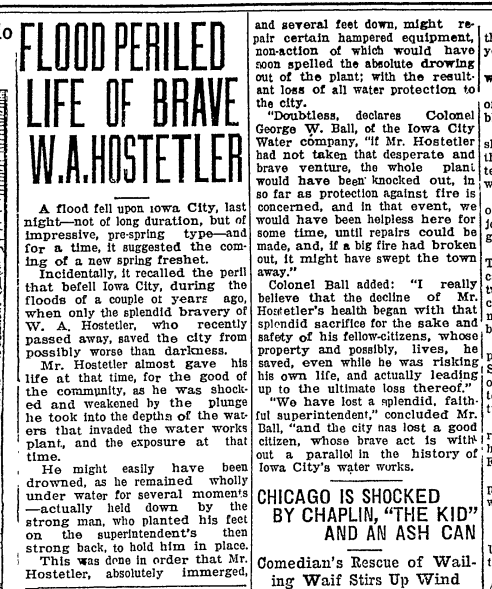 A newspaper clip about W.A. Hostetler
