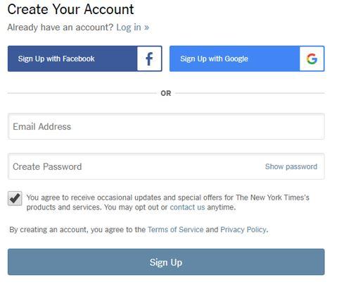 Create Your New York Times Account