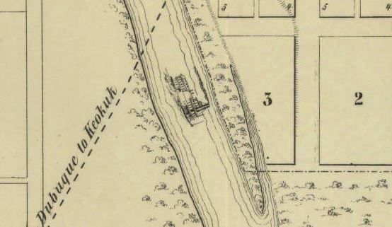 Steamboat depicted in the 1854 map, Iowa City and its environs