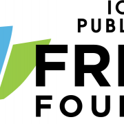 Image of logo for the Iowa City Public Friends Foundation Abstract shapes in primary colors serving as logo for the Iowa City Public Friends Foundation